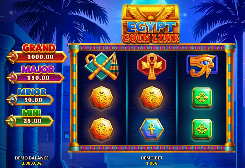 Continue winning to increase your payout in Egypt Coin Link Running Wins