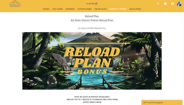 Reload Plan Offers Both Free Spins And Bonus Money