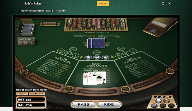 Ride’m Poker Real Money Play at Online Casino