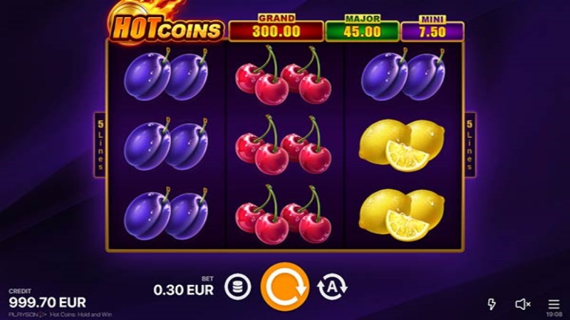Hot Coins Hold and Win 777 Slots Bay game