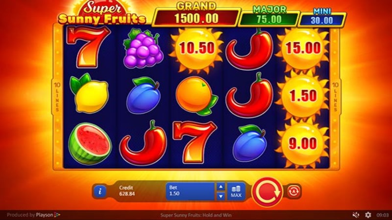 Super Sunny Fruits Hold and Win 777 Slots Bay game